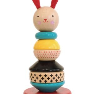 Wooden Bunny Stacking Toy with Colorful Rings and Eco-Friendly Materials